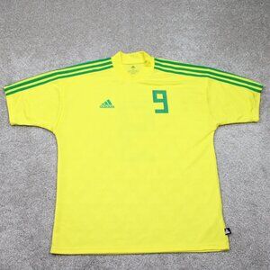 Brazil Soccer #9 Jersey Mens Small Yellow Adidas Tanip Icon Climalite Futbol S/S